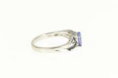 14K White Gold Tanzanite Diamond Bypass Split Classic Ring