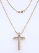 Dreamy Yellow Gold Diamond Cross Pendant on Chain