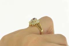 14K Yellow Gold 1.05 Ctw Ruby Diamond Halo Engagement Ring