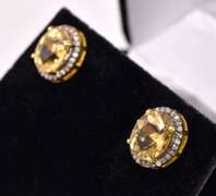 Elegant 5.00CTW Citrine & 0.50CTW Diamond Earrings in Gold Plated Sterling Silver
