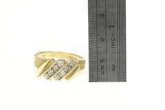 14K Yellow Gold Bypass Double Channel Diamond Retro Ring