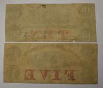 State Of South Carolina Currency Set $5 And $10 Obsolete Notes, Circulated.