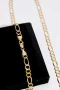 10K Yellow Gold Pave Figaro Link Chain 5.88mm 24 Inch