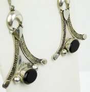 Vintage Large Sterling & Black Onyx Earrings