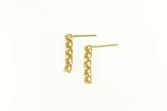 14K Yellow Gold 0.50 Ctw Diamond Bar Dangle Chain Statement Earrings