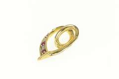 14K Yellow Gold Heart Sapphire & Ruby Reversible Swirl Pendant