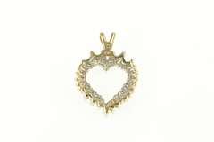 14K Yellow Gold 0.75 Ctw Diamond Classic Cluster Heart Love Pendant