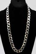 .925 Italian Sterling Silver 15mm Curb Link Chain Necklace 26 Inches