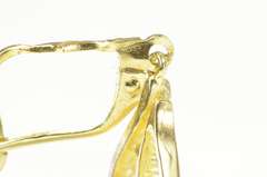 14K Yellow Gold Diamond Curvy Wavy Design Dangle Statement Earrings