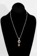 .925 Sterling Silver Pendant w/ Citrine Gem Stones 48mm x 15mm