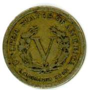 1883 No Cents Liberty 'V' Nickel