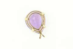 14K Yellow Gold Pear Amethyst Solitaire Classic Statement Pendant