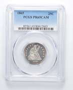 PR65 CAM 1865 Seated Liberty Quarter - Graded PCGS