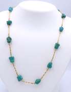 Wonderful Yellow Gold Turquoise Station Necklace
