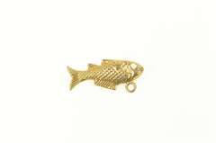 14K Yellow Gold 3D Fish Good Luck Abundance Symbol Charm/Pendant