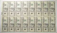 Sheet Of 16 2003 $10 Federal Reserve Notes - Uncut Sheet Of Notes!