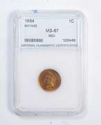 MS67 1864 Indian Head Cent - Red - Bronze - Graded NNC