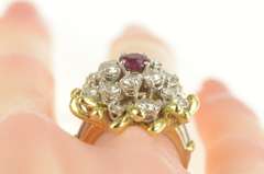 Platinum 3.75 Ctw Ruby Diamond Cluster Engagement Set Ring