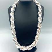 Italian Sterling Silver 18mm Rope Chain Necklace 26 Inch