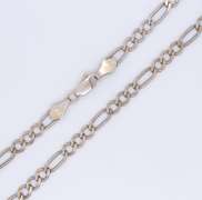 Vintage 925 Sterling Silver Signed Figaro Chain Neckalce
