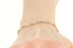 14K White Gold 0.50 Ctw Baguette Diamond Bar X Tennis Bracelet