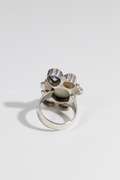 .925 Sterling Silver Ring w/ Mabe Pearl, Blue Topaz, Rainbow Moonstone, South Sea Pearl Natural Gem Stones Size 8