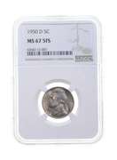 MS67 1950-D Jefferson Nickel - 5FS - Graded NGC