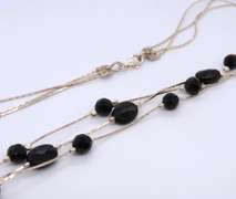 Vintage 925 Sterling Silver Black Onyx Multi Strand Necklace