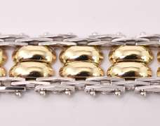 Lavish Fancy Link Bracelet in 14K Two-Tone Gold