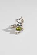 .925 Sterling Silver Peridot Natural Gem Stone Ring Size 9