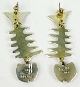 Vintage Mexico Sterling Abstract Fish Earrings