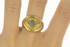 10K Yellow Gold 1940's Shriners Masonic Enamel Ornate Men's Ring