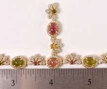 Fantastic Floral 10.75CTW Tourmaline & Approx. 5.00CTW Diamond Necklace in Gold Plated Sterling Silver