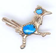 Vintage Sterling Silver Turquoise Road Runner Bird Oin
