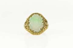 Silver Carved Floral Jade Ornate Woven Filigree Ring