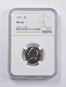MS66 1951 Jefferson Nickel NGC