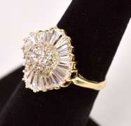 Wonderful CZ Cluster Ring in 14K Yellow Gold