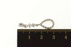 14K White Gold Classic Diamond Tear Drop Statement Pendant