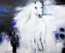 Shaheen Zarookian Mixed Media on Canvas "White Wild Horse"