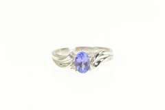 14K White Gold Tanzanite Diamond Bypass Split Classic Ring