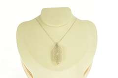 14K White Gold Art Deco Diamond Filigree Convertible Pendant/Pin