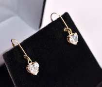 Lovely Heart CZ Earrings in 14K Yellow Gold