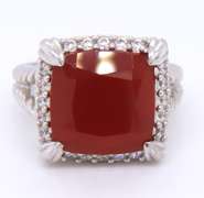 Judith Ripka Sterling Silver Red Carnelian Ring