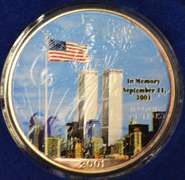 2001 American Silver Eagle 9/11 Colorized Commemorative.