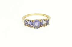 10K Yellow Gold Five Stone Tanzanite Graduated Statement Ring