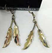 Sterling Silver & Mother of Pearl Feather Earrings