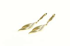 14K Yellow Gold Diamond Curvy Wavy Design Dangle Statement Earrings