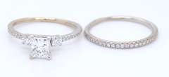 Majestic White Gold approximate 0.72ct Princess Cut Diamond Bridal Set