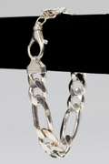 Italian .925 Sterling Silver 14.5mm 3+1 Figaro Bracelet 9 Inches