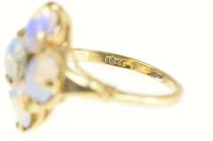 10K Yellow Gold Oval Opal Cabochon Diamond Cocktail Ring